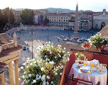 Vue de l'hôtel de Russie à Rome